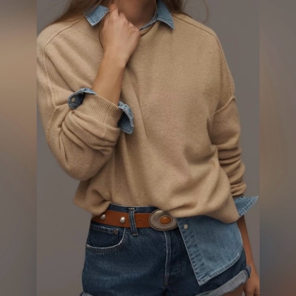 Anthropologie Sweaters - Anthropologie Pilcro The Alani 100% Cashmere Mock-Neck Sweater XS
Camel Boxy